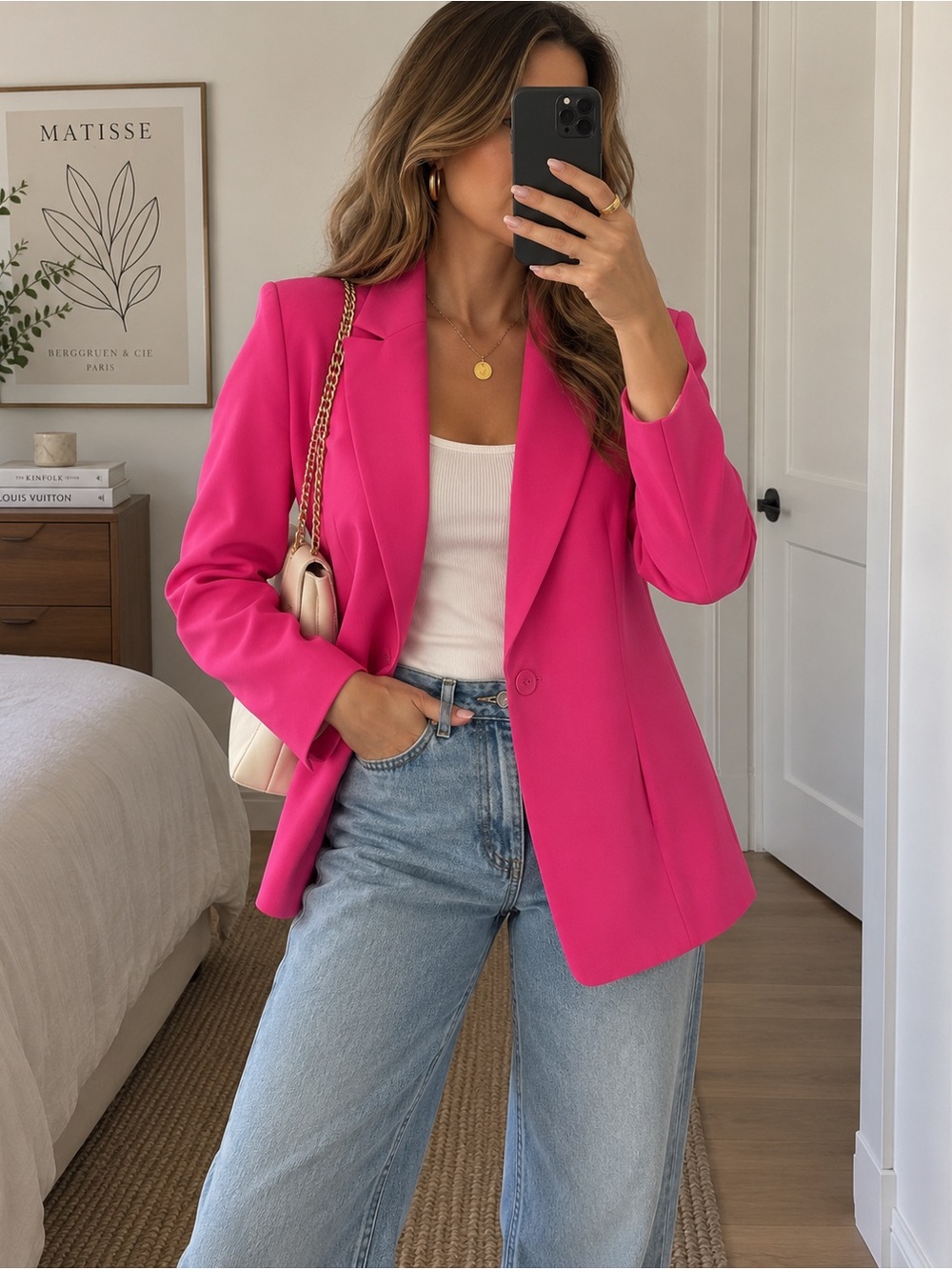Nanette Lepore Hot Pink Blazer Size 8 Fuchsia Tailored Statement Jacket